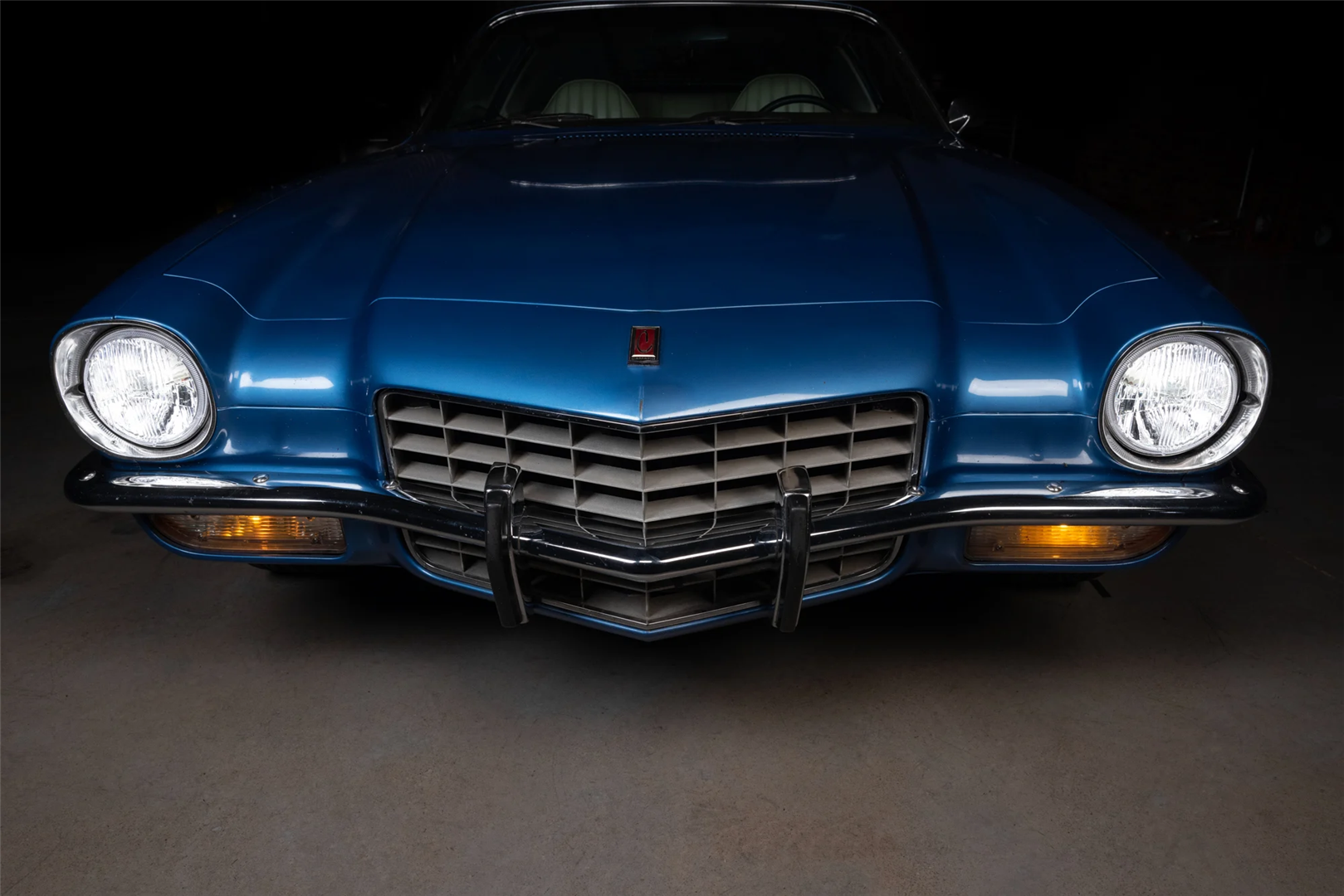 Classic Blue Car with Retrobright LED Headlights