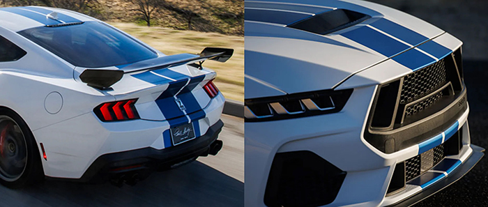 White Shelby Mustang with blue stripes | Dale Adams Automotive Specialists